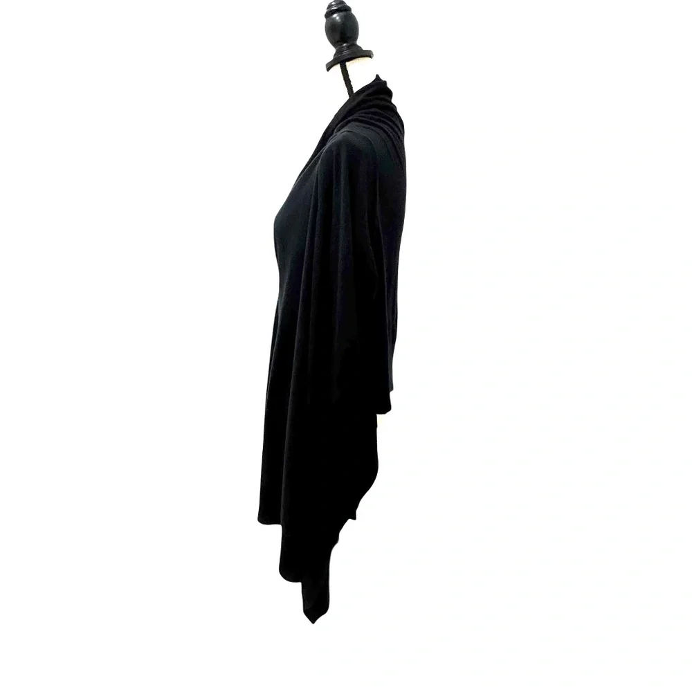 DKNY BLACK SILK CASHMERE HIGH LOW V NECK ZIP FRONT CARDIGAN COZY